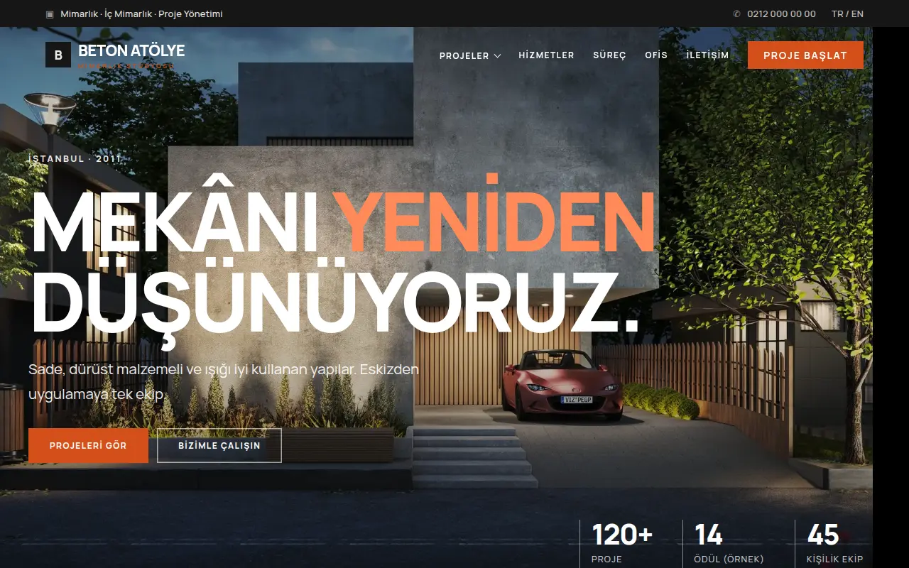 İnşaat Firması Web Sitesi — Beton Atölye Mimarlık Stüdyosu